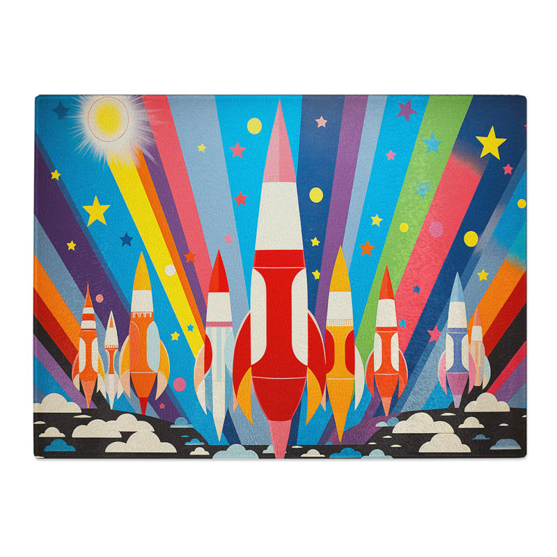 Rocket Op Art  Glass Chopping Board
