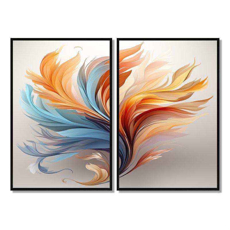 Art mural Liadan - Plumes d'animaux, Black, 36" H x 48" W, Impression encadrée flottante
