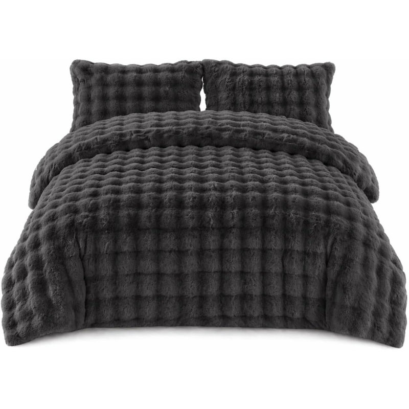 NZ Geometric Duvet Cover Set with Pillowcases, King, Charcoal