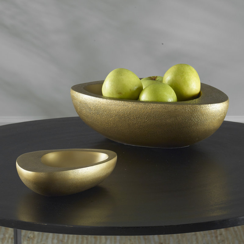 Antique Brass Sculptural Bowls Set of 2