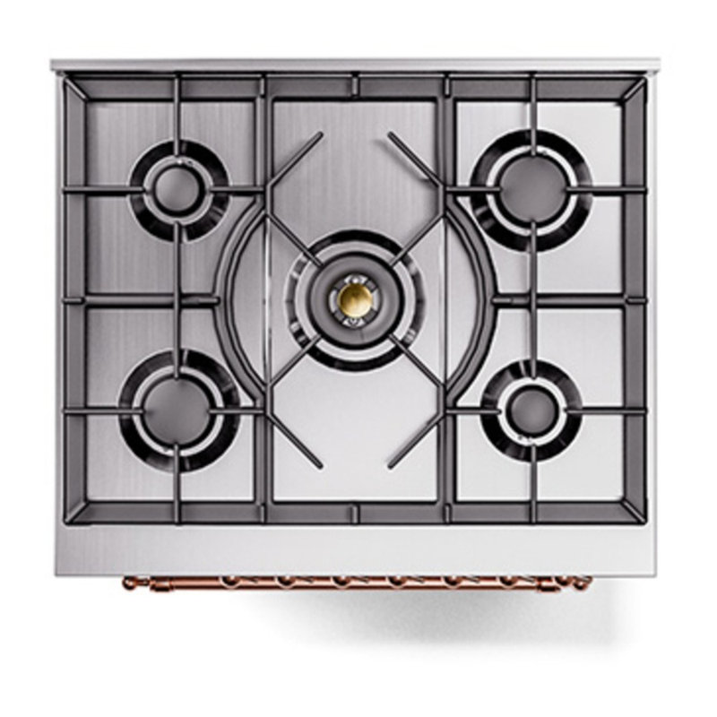ILVE Nostalgie II 30 in Dual Fuel Range, Liquid Propane, Stainless Steel/Copper