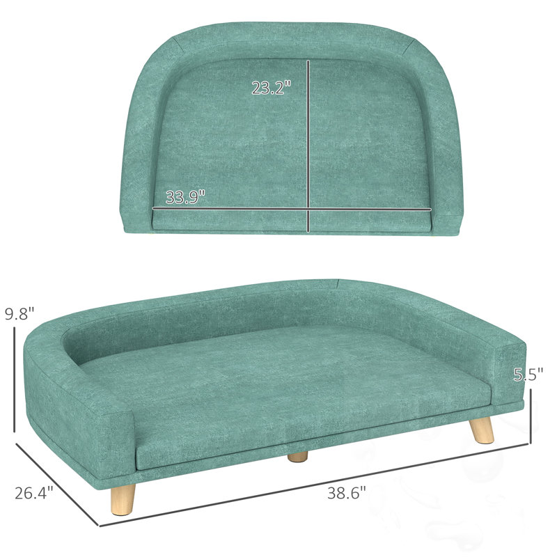 Pet Sofa Bed With Washable Cushion, Green