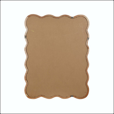 Wavy Rectangle Solid Wood Mirror in Natural Wood Finish