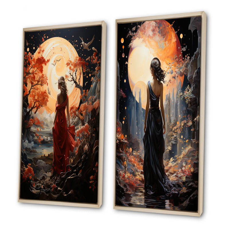 «Timeless Princess Myth Fantasy II», ensemble de 2 reproductions d'art mural fantaisistes, H 40 po x l 41 po