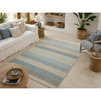 Multicolored Thick Striped Patterned Woven Floor Carpet