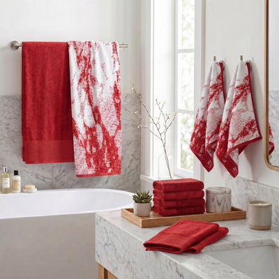 Kreager 500 GSM 100% Cotton Quick-Drying Marble & Solid 10-Piece Towel Set
