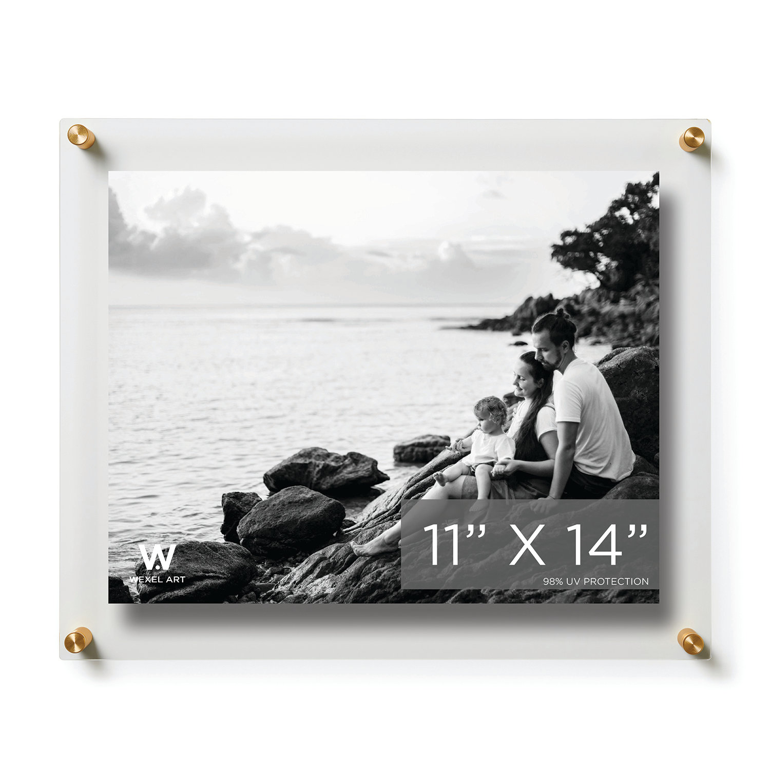 Acrylic Floating Picture Frame, Gold, 11" W x 14" H