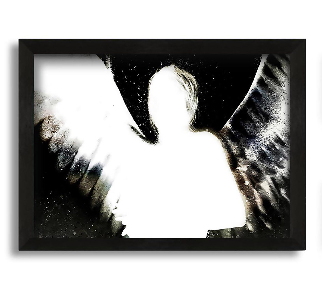 Gerahmtes Leinwandbild Angels in the Night White on Black