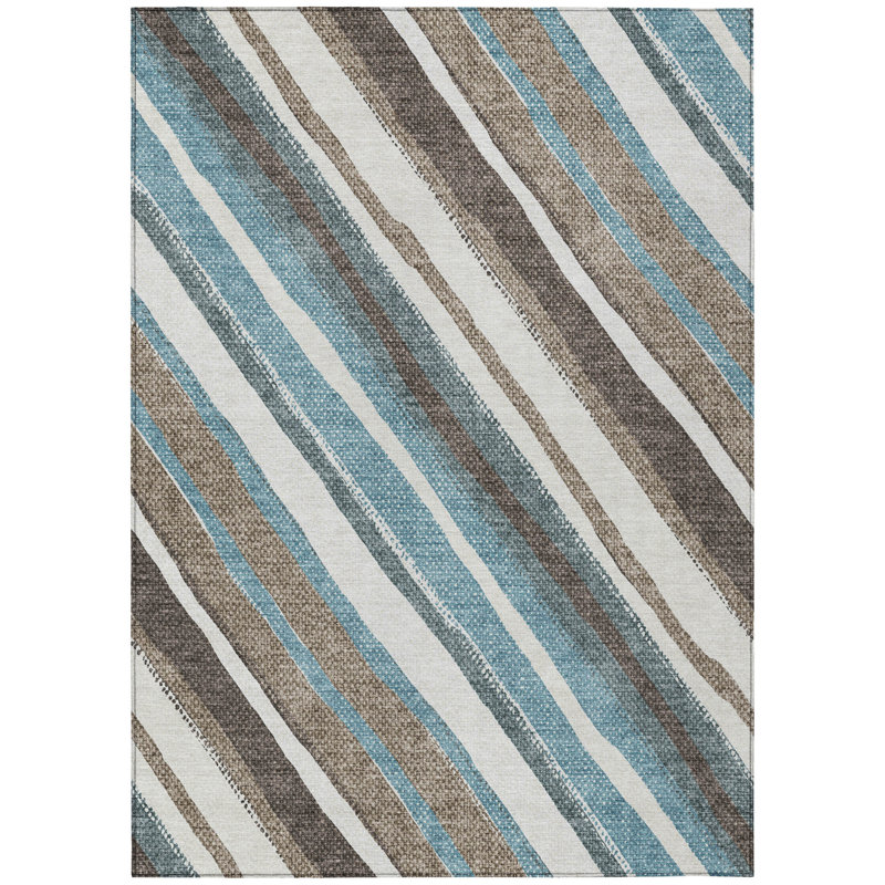 Machine Washable Indoor/Outdoor Jenning ACN2282 Stripes Rug, Rectangle 5' x 7'6"