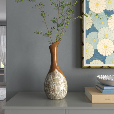 Vase de plancher en bois brun / champagne / opalescent 18 pouces Rval
