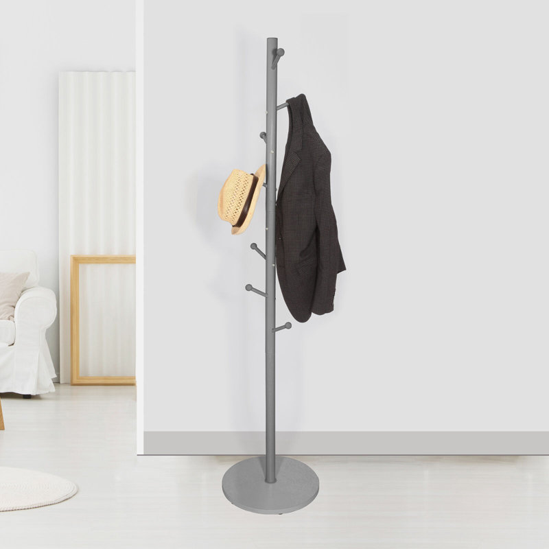 174cm Tall White Coat Rack Tree Branch Hanger Stand Multi Hooks Hallway Freestanding w/ MDF Base, Grey