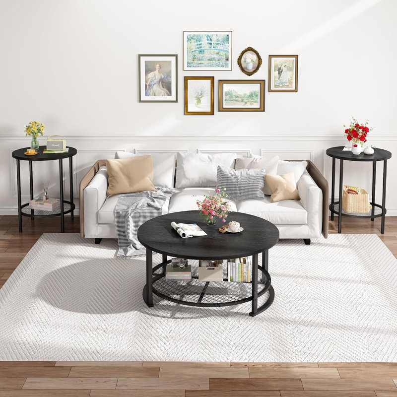 Brinnley 3 Piece Coffee Table Set, Black