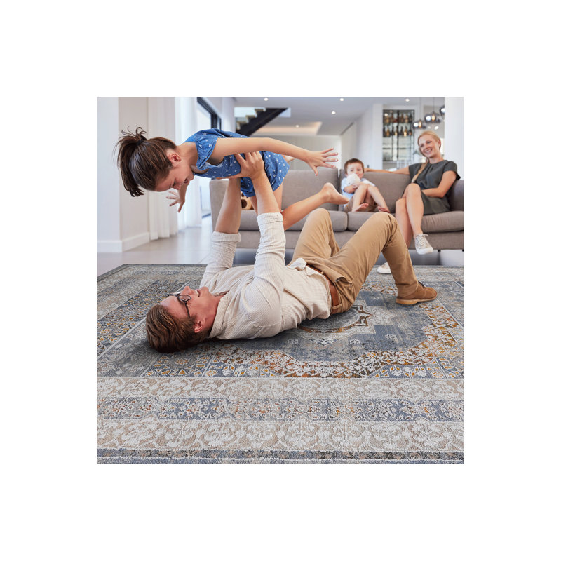 Collection 8X10 Medallion Area Rug, Gray, Rectangle 7'9" x 10'