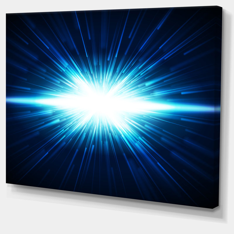 « brillante space », art mural sur toile tendue encadrée de bleu foncé, H 20 po x l 20 po x P 1 po, Toile tendue