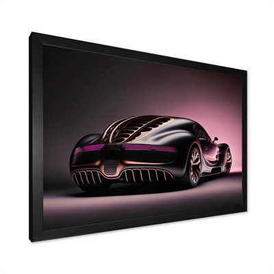 Conception visionnaire de Bugatti en noir et magenta IV - reproduction sur toile