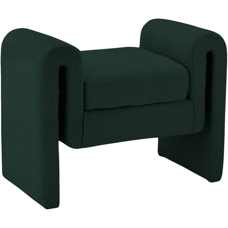 Banc rembourré Hobel, Tissu bouclé vert