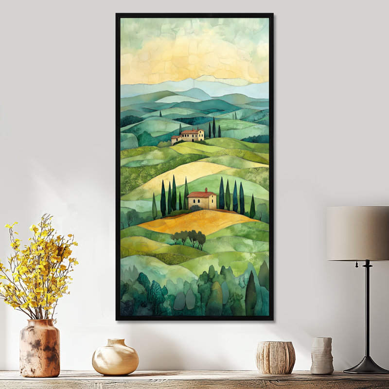 «Green Beige Caelo I - Green Italian Large Wall Art, Nature», reproduction d'art sur toile encadrée, H 32 po x l 24 po