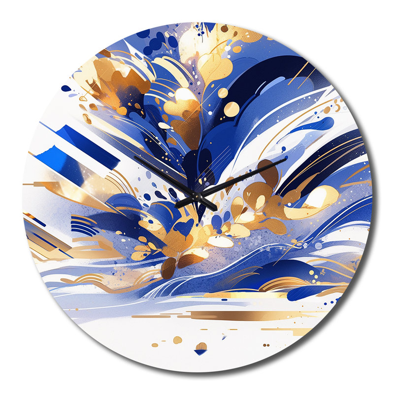 Horloge murale en métal bleu et blanc, Très grand