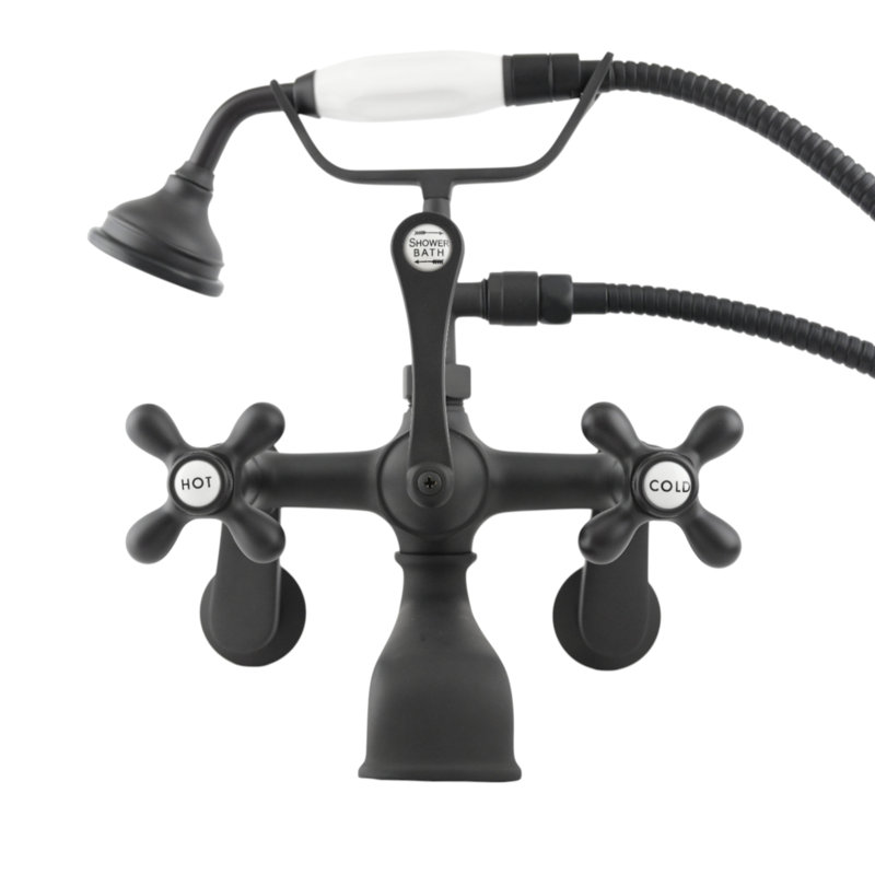 Robinet pour téléphone avec douche à main en porcelaine et baignoire Strom Living, Bronze huilé