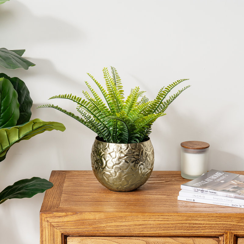 Indoor Gold Metal Round Flower Planter Pot