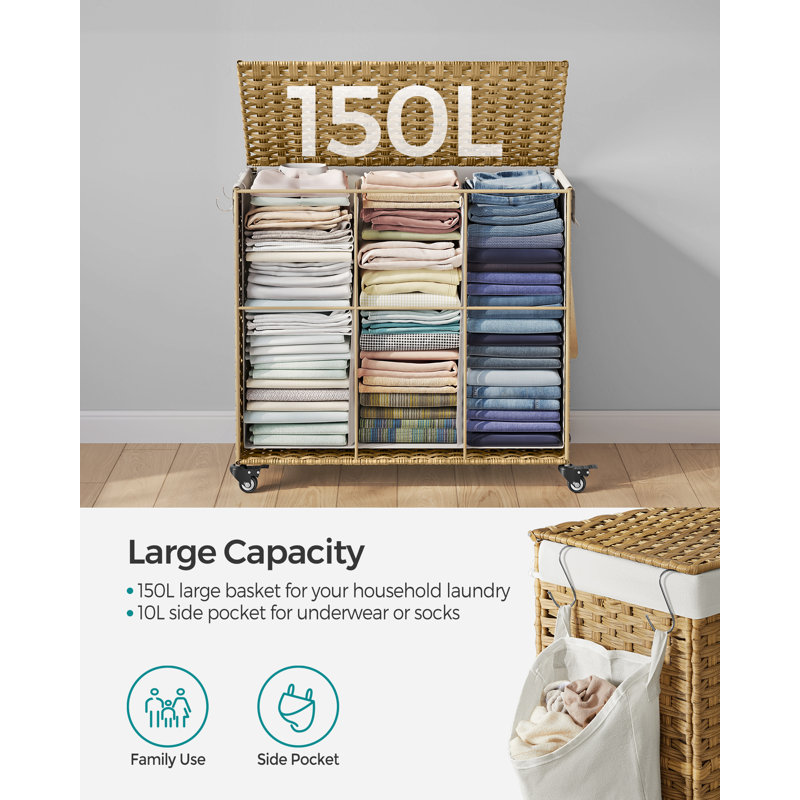Laundry Hamper with Handles, Beige