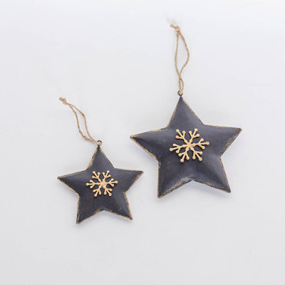 Ensemble de 2 étoiles avec des ornements de flocons de neige