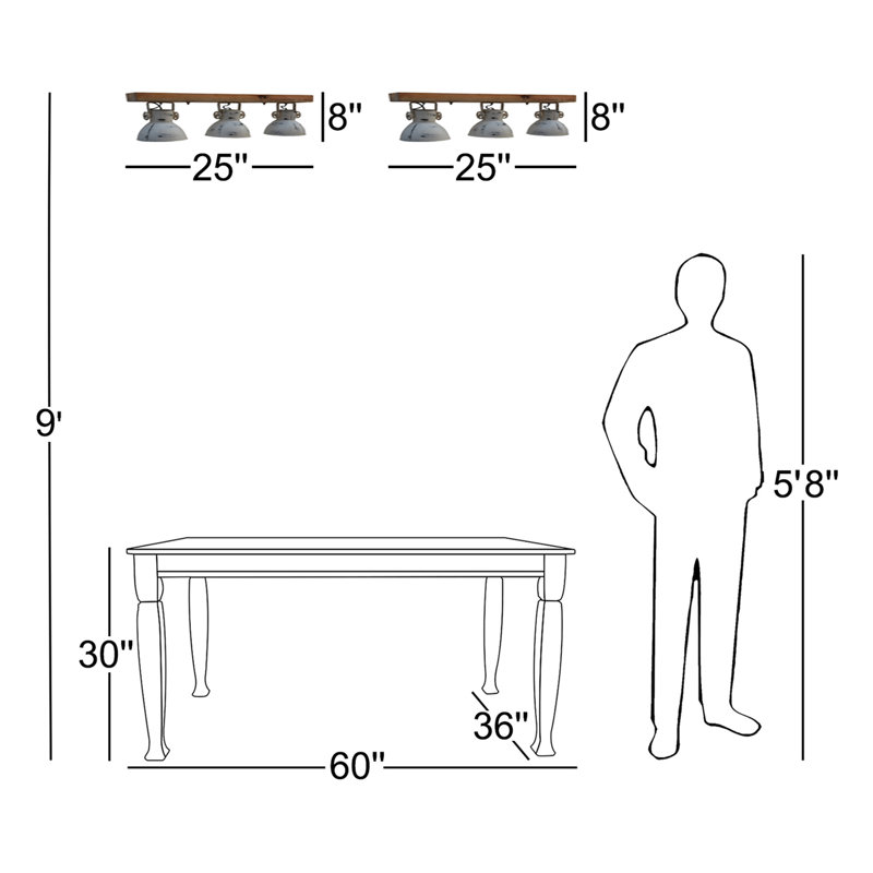 Projecteur directionnel 25 po 3 lumières Groh, Blanc vieilli