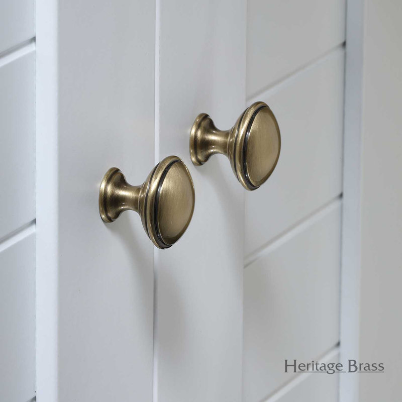Heritage Brass Heritage Cabinet Knob Domed Design, Antique Brass, 3cm H x 3.2cm W x 3.2cm D