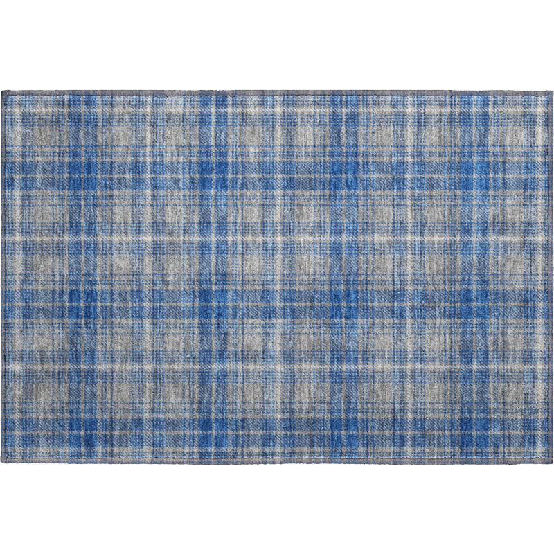 Premium Machine Washable Natoma AMF993 Plaid Rug, Rectangle 1'8" x 2'6"