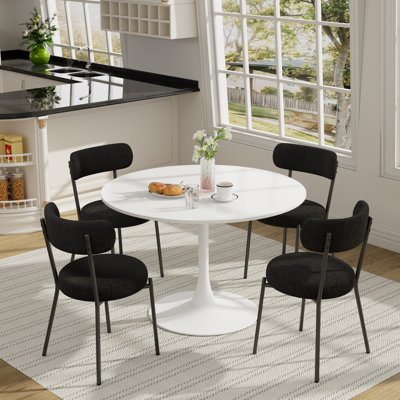 42" Round Modern Kitchen Dining Table with 4 Dining Chairs