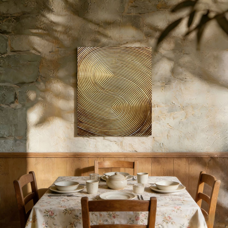 "Gold Texture", impression sur toile abstraite, cadre en bois à l'arrière, décoration murale 36 "x 24"