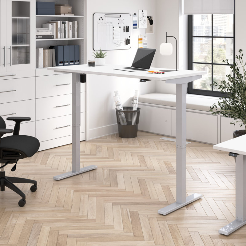 Bureau pour travailler debout à hauteur réglable, l 59,45 po x P 29,37 po, Blanc