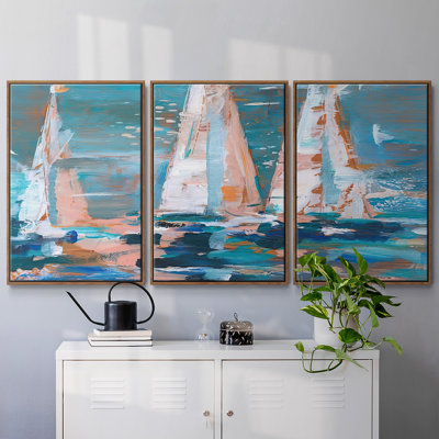 Pop Regatta II - 3 pièces, reproduction encadrée sur toile