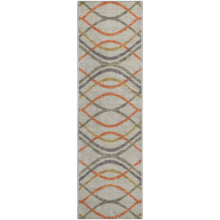 Premium Machine Washable Prisco Orange Rug