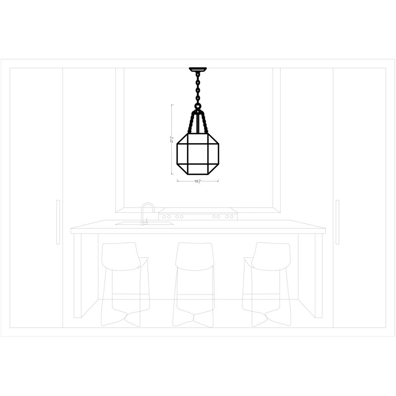 Reid 3 - Light Lantern Pendant, 27.25" H x 18.5" W x 18.5" D, Brushed Nickel, White