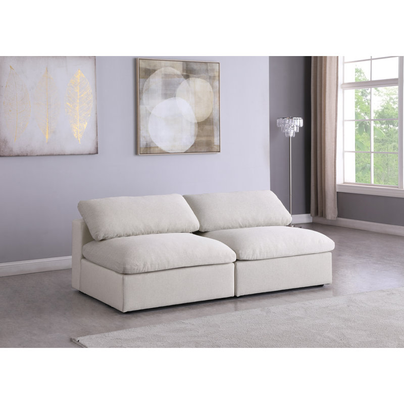 Burrows Upholstered Sofa, Cream Linen Textured Fabric, 32" H x 78" W x 40" D