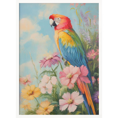 «Colorful Parrot», art mural texturé encadré
