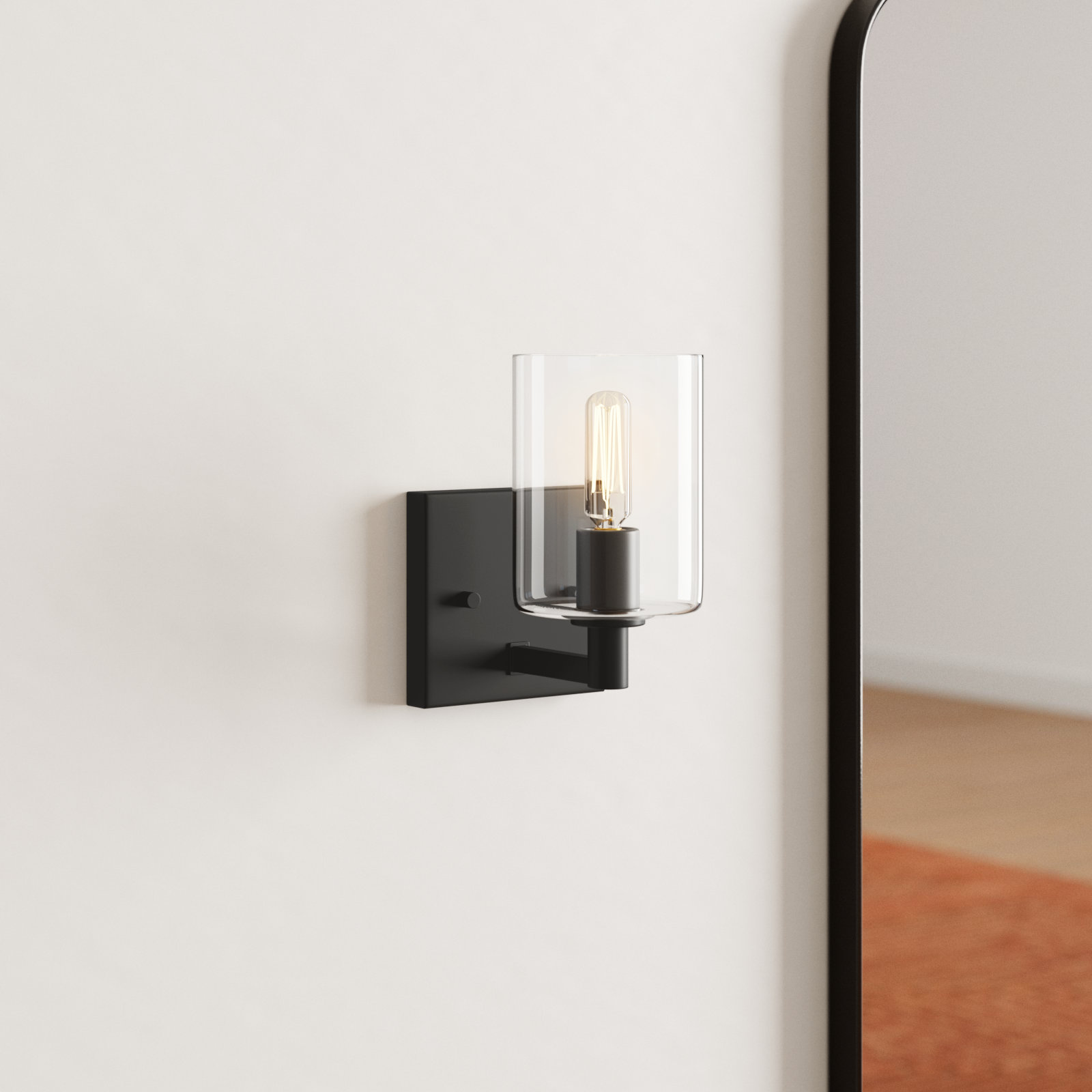 Haines Single Transparent Dimmable Bath Sconce, Midnight Black