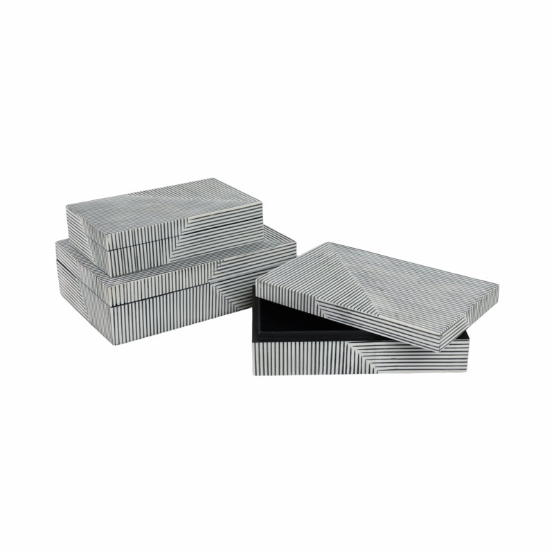 Resin Decorative Box, Black/White