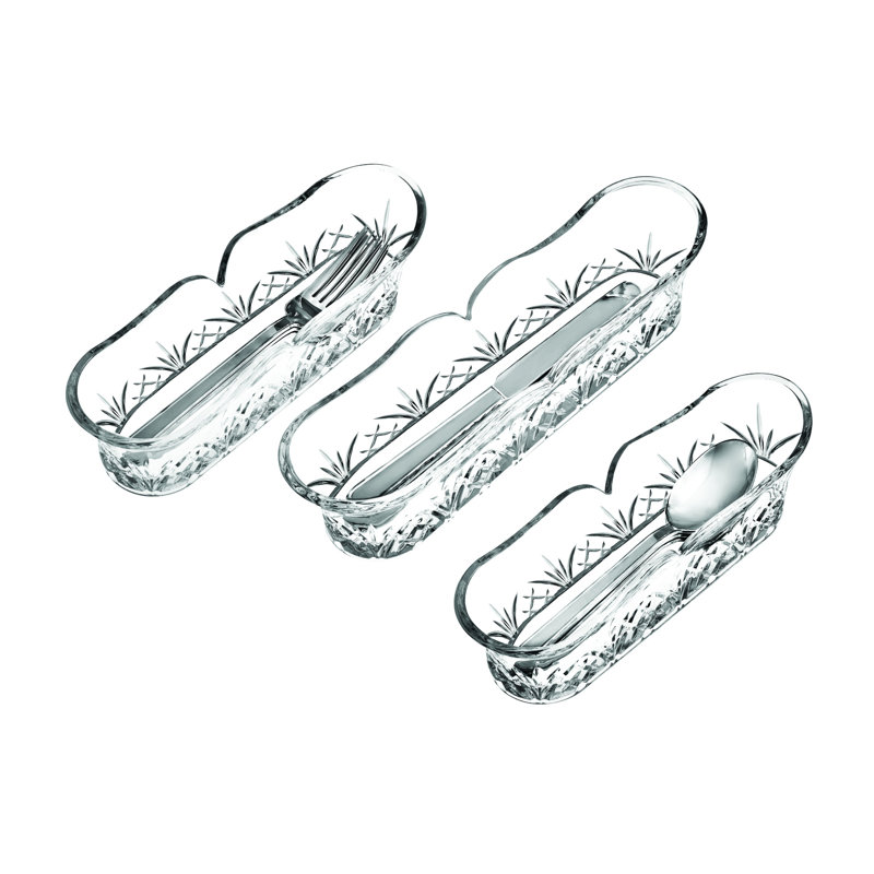 Dublin Crystal Glass Flatware Caddy Set of 3