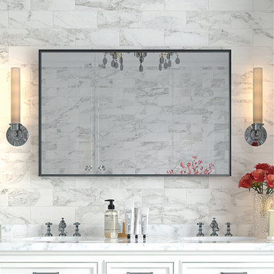Miroir noir brillant pour salle de bain 48x30inch