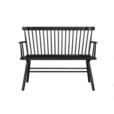 1Pc Casual Farmhouse Relaxed Vintage Wood Spindle Back Bench Black Wooden Chair