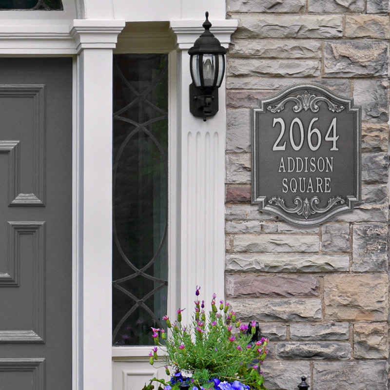 Signature Series 3-Line Wall Address Plaque, Smoke Gray, Gray, Yes