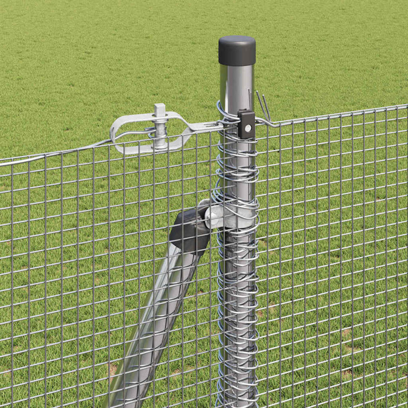 Vidaxl Fence With Posts Steel, Silver, 140cm H x 1000cm W x 3.2cm D