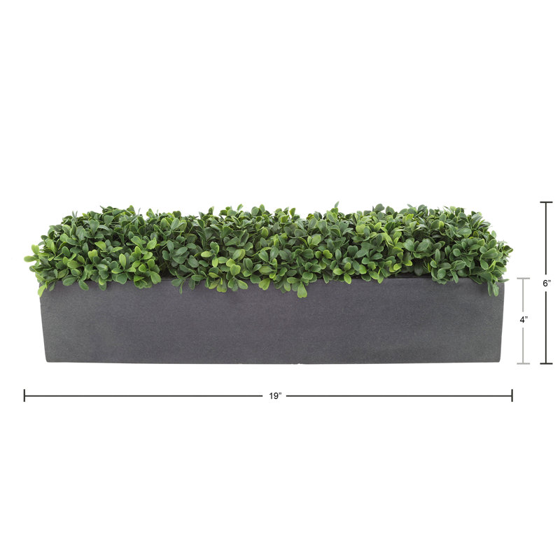 UV Rated Indoor/Outdoor Faux Boxwood Arrangement in Fiberstone Planter, Gray