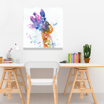 Toile abstraite girafe | Décoration murale faune colorée