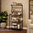 4-Tier Bakers Rack With Storage, Multifunctional Kitchen Shelf For Microwave Stand, Coffee Bar Station, And Small Space Organization With 8 S-Hooks