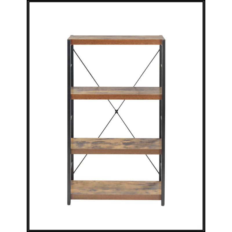 Weathered Oak And Black 3-Shelf Bookcase
