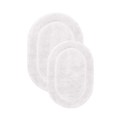 Sandcliff Cotton Non-Skid Machine Washable 2 Piece Oval Bathroom Rug Set