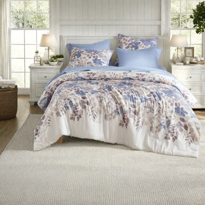 Ensembles de literie doux en polyester à motif floral bleu pour un confort moderne